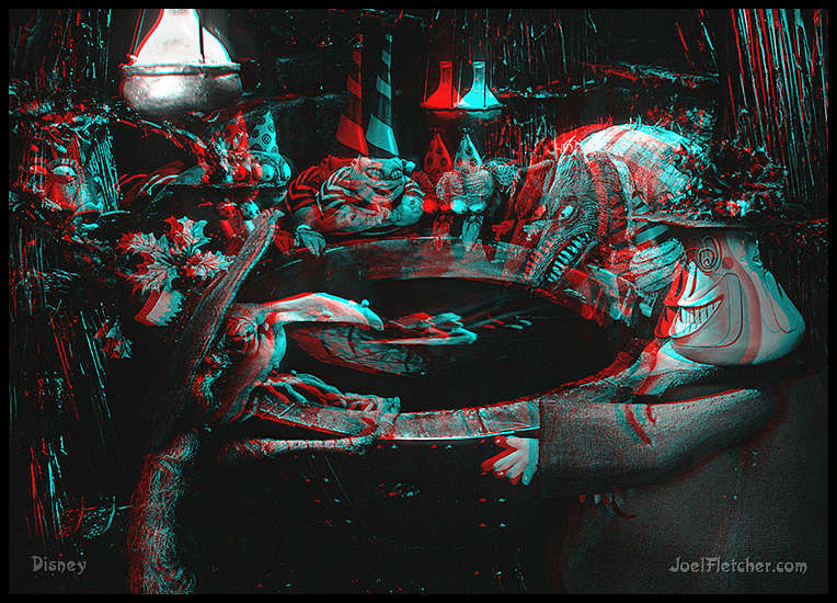 Monsters look inside a cauldron.