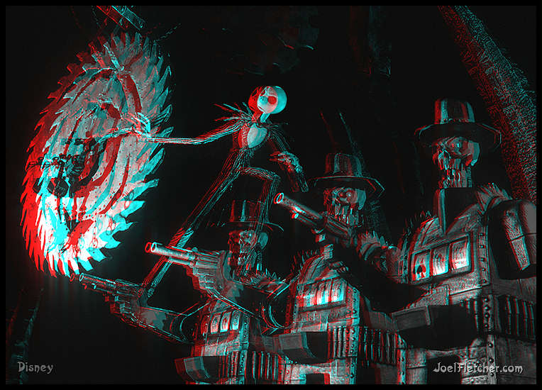 Jack Skellington runs from saw blade.