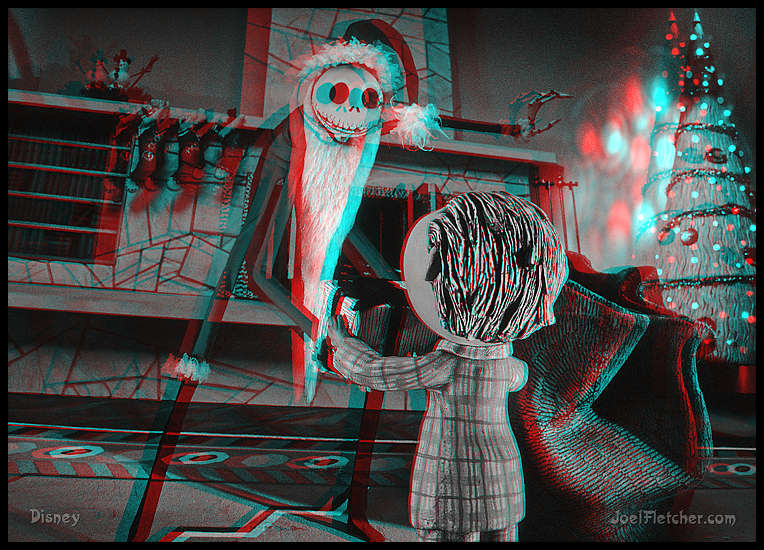 Santa Jack gives boy a present.