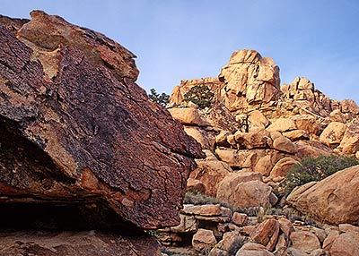 Rock slab and boulder piles.