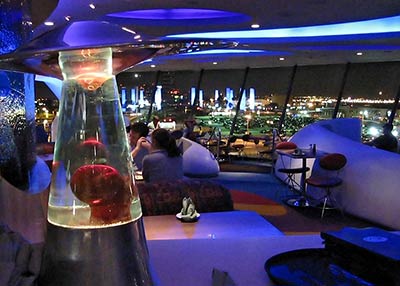 Space age theme restaurant by airport.